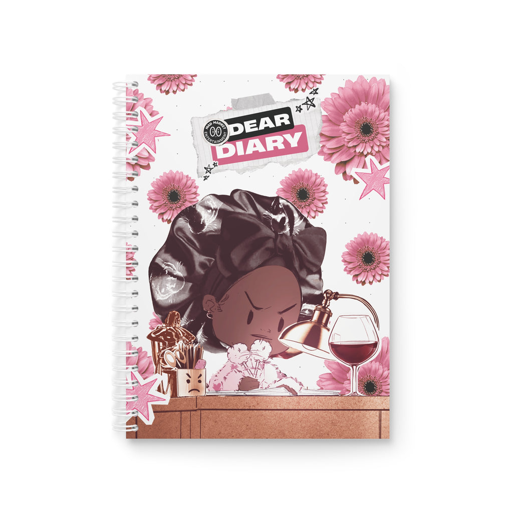 Spiral Notebook — 'Dear Diary' Pink Floral Girl Journal