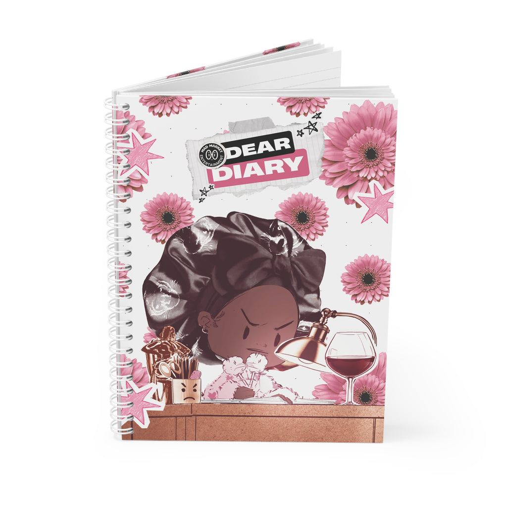 Spiral Notebook — 'Dear Diary' Pink Floral Girl Journal