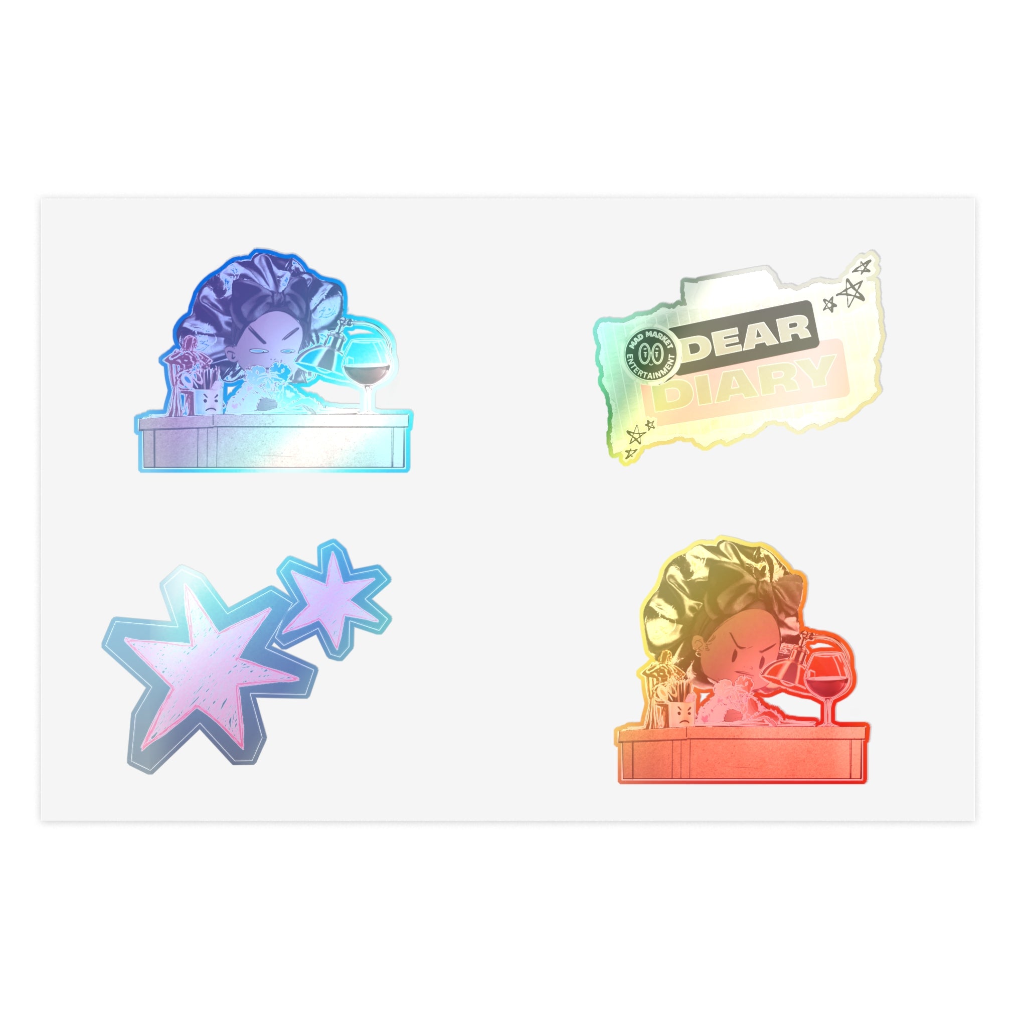 Dear Diary Sticker Sheet — Cute Wine & Journaling Character Stickers