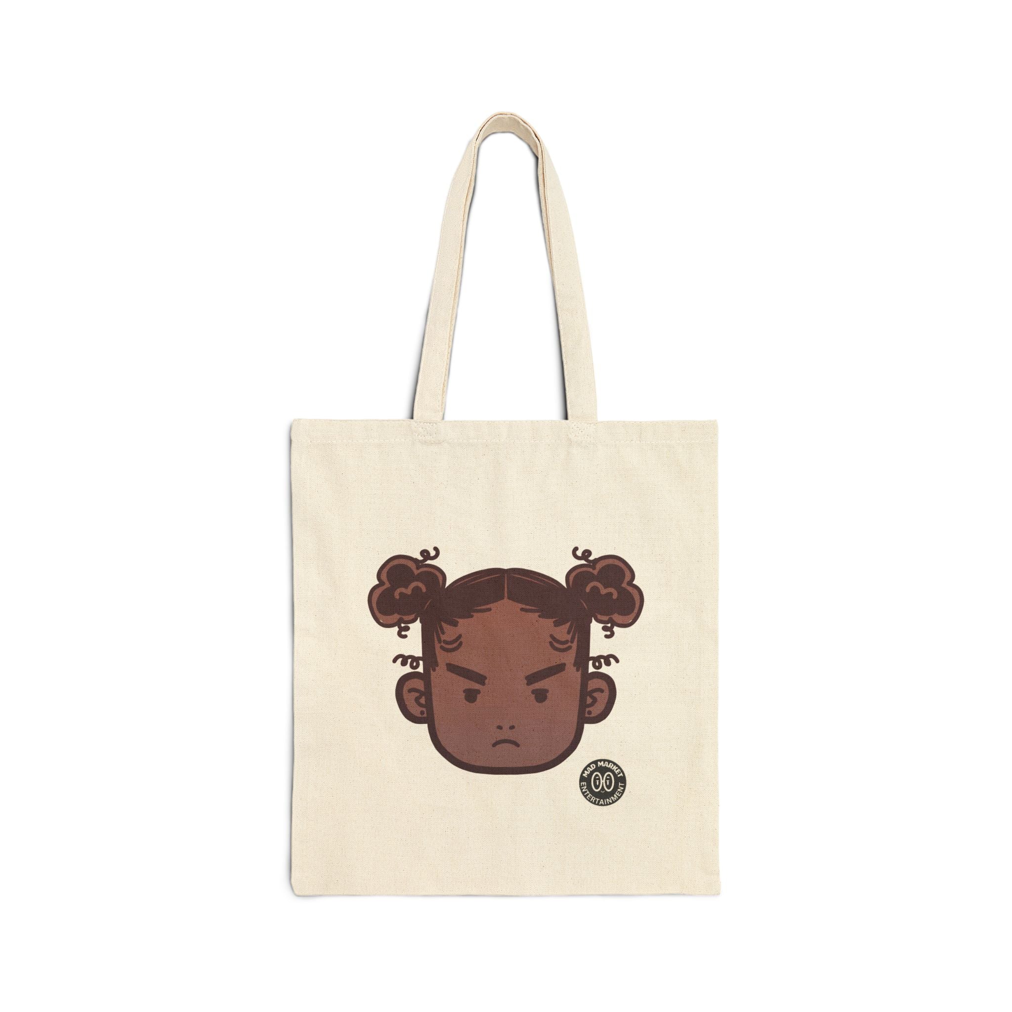 Canvas Tote Bag — Mad Market Illustration, Afro Puffs Graphic Canvas Tote Bag