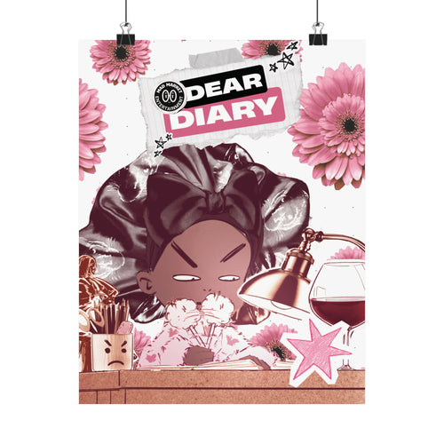 Dear Diary Matte Vertical Poster — Dear Diary Illustration (Wine & Planner)