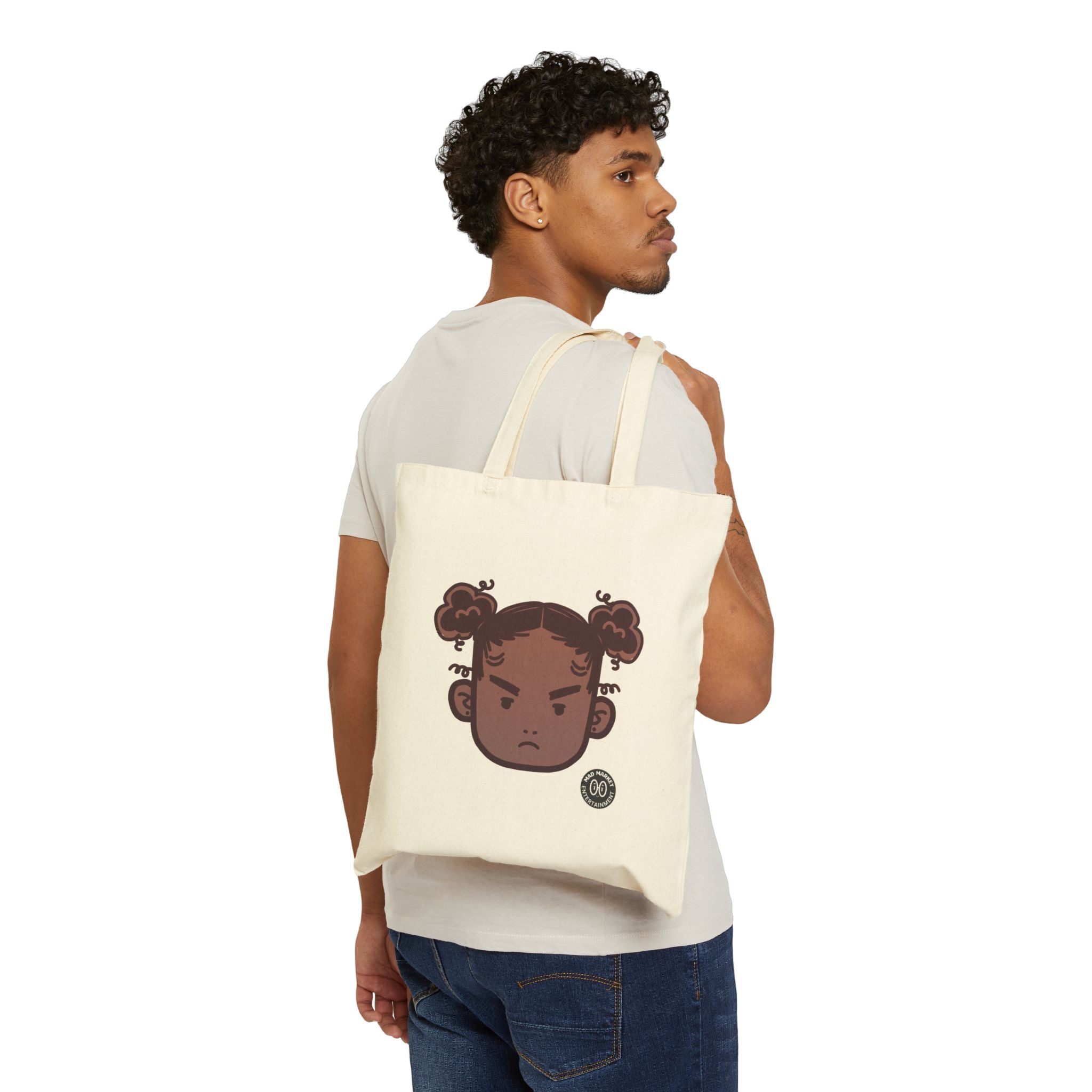 Canvas Tote Bag — Mad Market Illustration, Afro Puffs Graphic Canvas Tote Bag