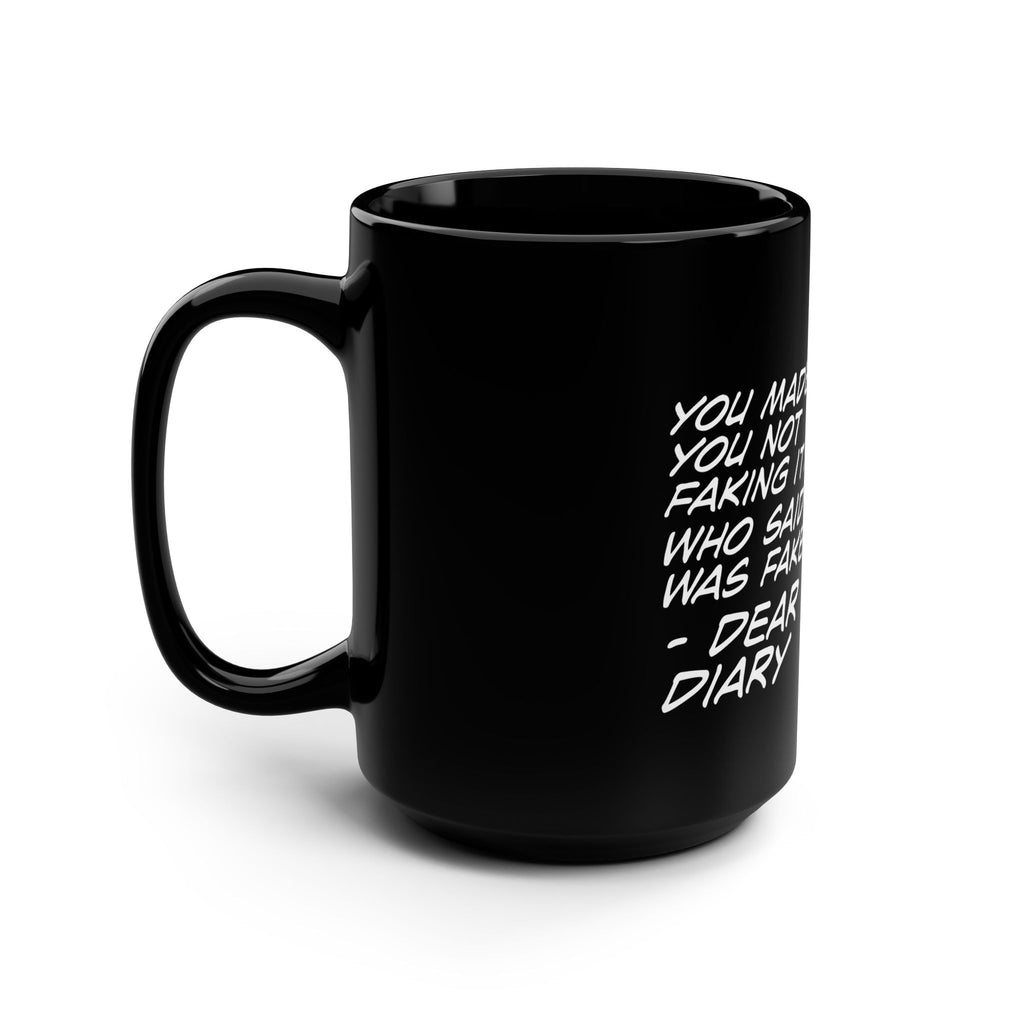 Dear Diary Black 15oz Comic Quote Mug — "Dear Diary" Retro Pop Art Coffee Cup